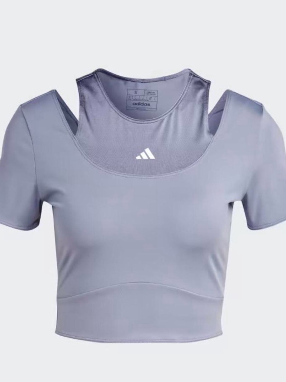 adidas Lavender Cutout Short Sleeve Crop Top